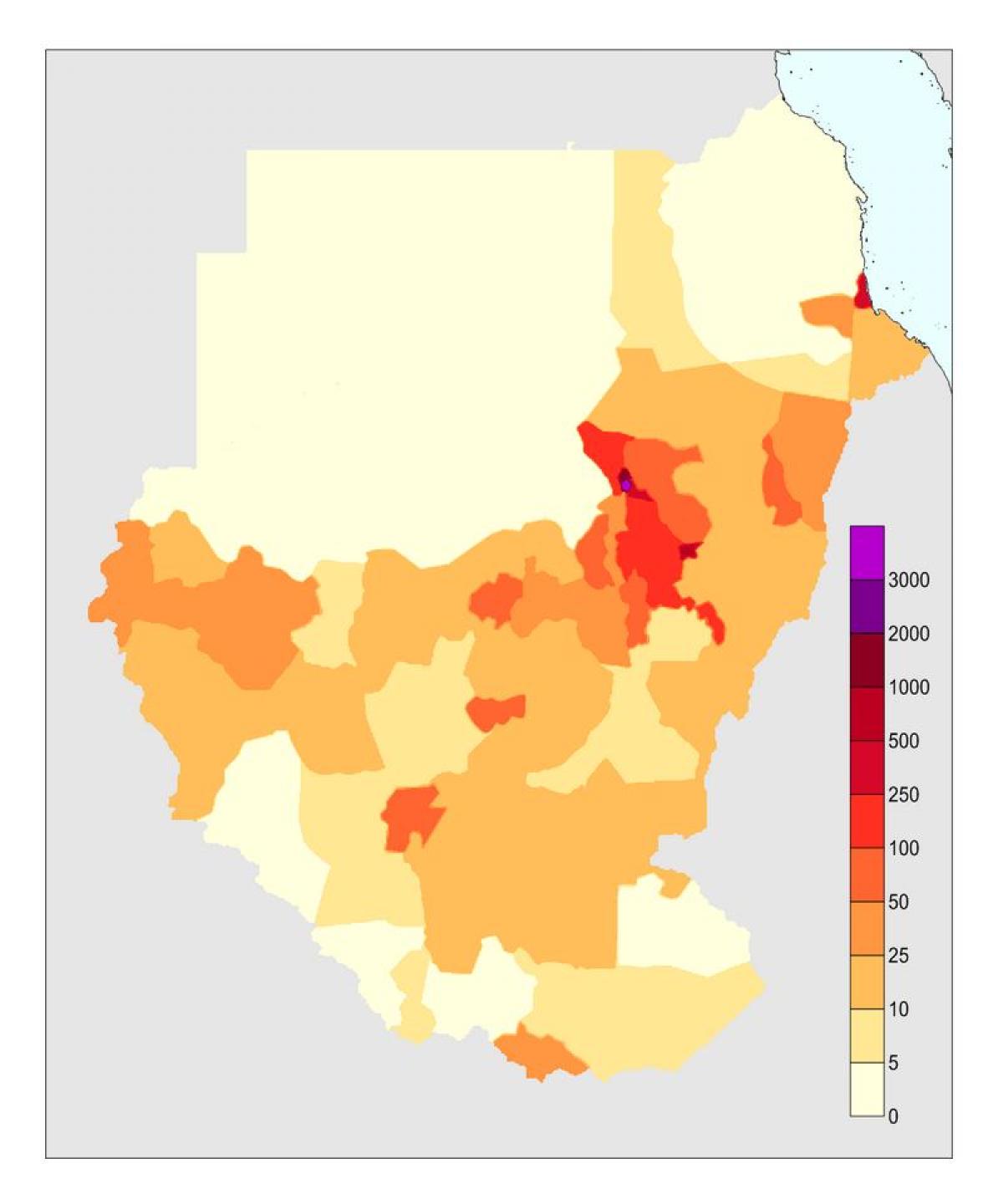 Map of Sudan population