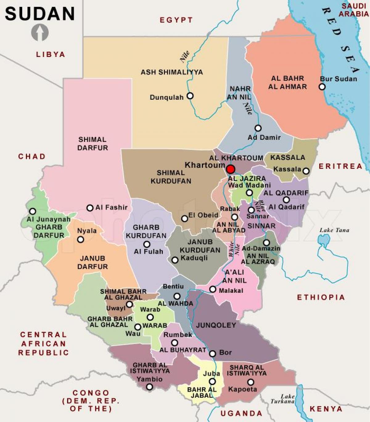 Map of Sudan regions